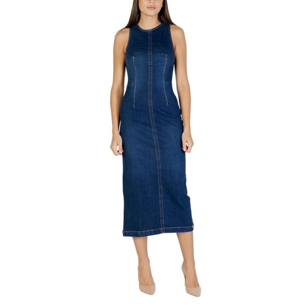 Colcci Blue Cotton Long Women's Dress